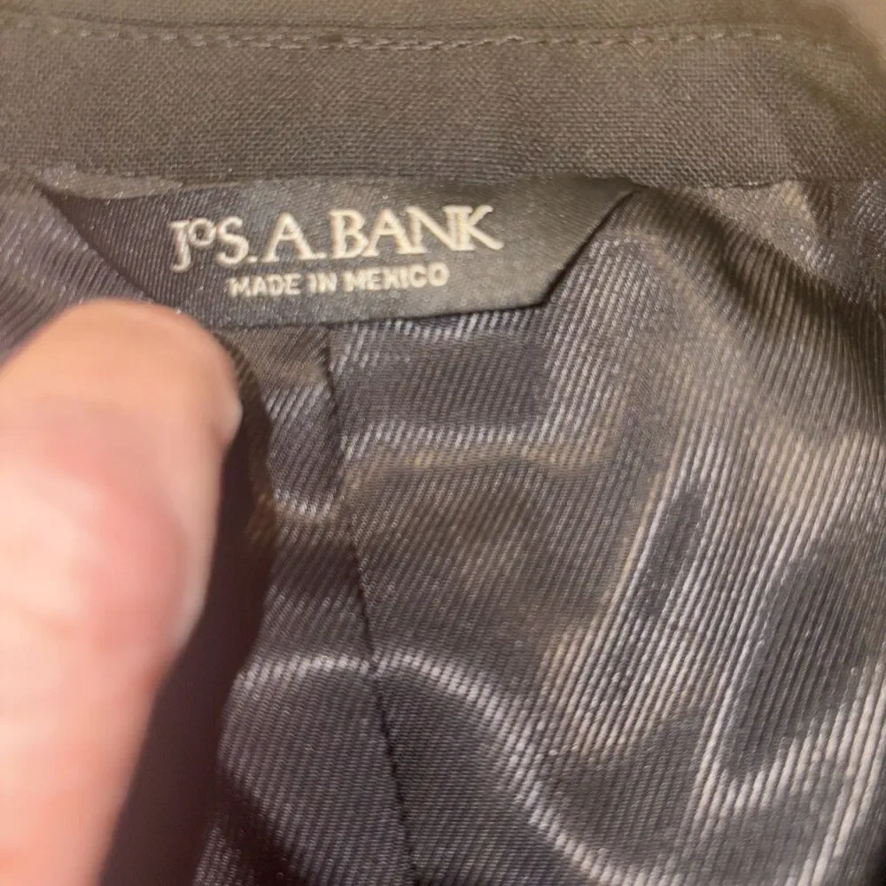 Jos. A. Bank 44L 36x30 Black 100% Wool Worn 1x 2Pc Tuxedo Mens Jacket Pants Suit